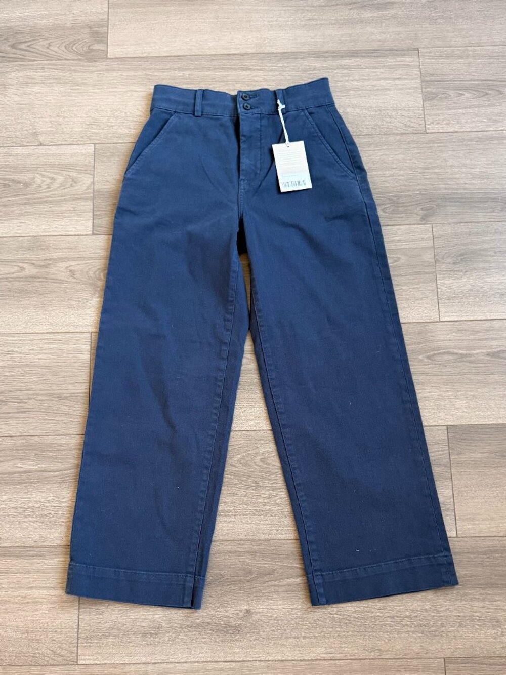 The Organic Wide-Leg Pant - Navy Size 4